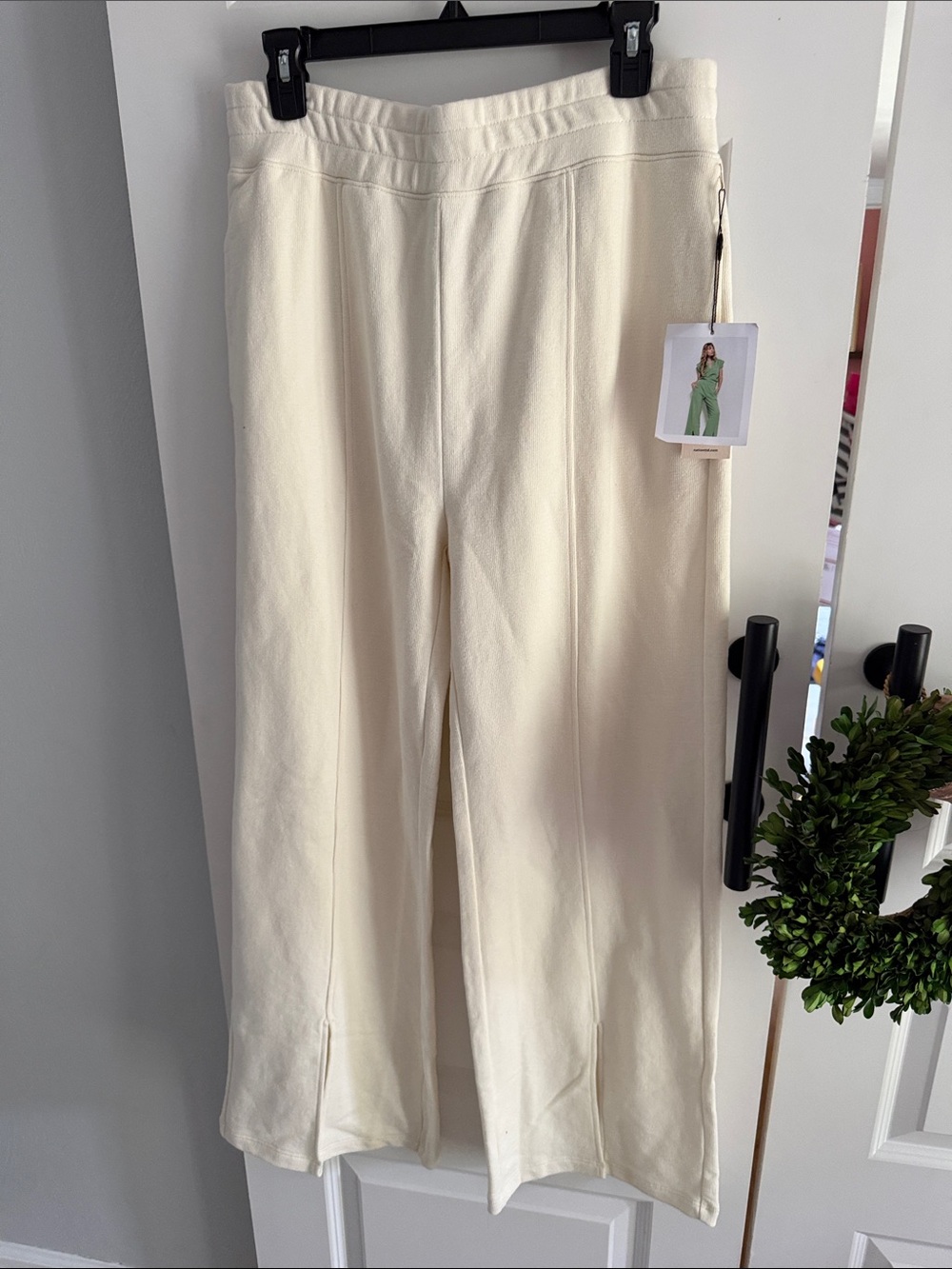 Women's Cream Wide-Leg Pants large
